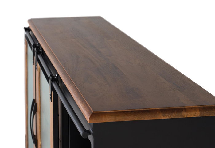 GINER Y COLOMER Buffet de style industriel en bois de manguier et métal noir